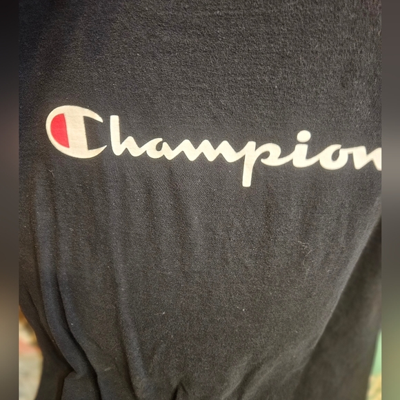 Mens Black Champion Branded Logo Tee - Picture 2 of 3